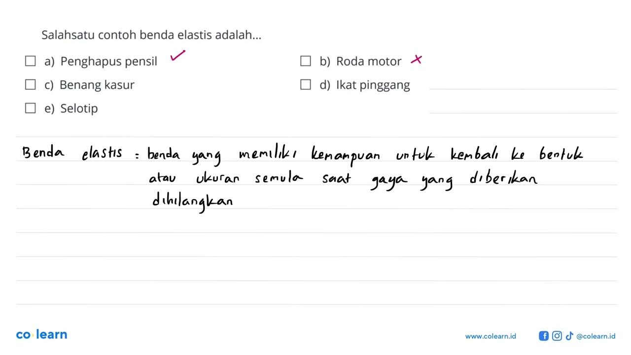 Salahsatu contoh benda elastis adalah...