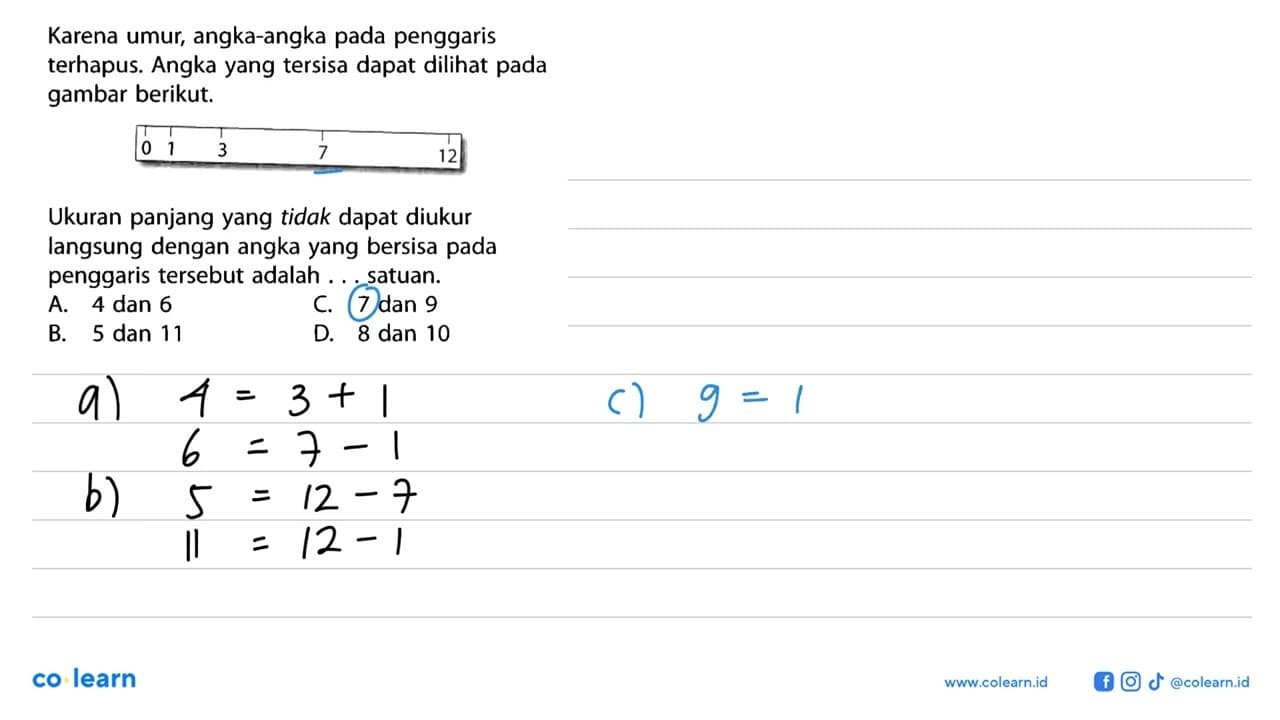 Karena umur, angka-angka pada penggaris terhapus. Angka