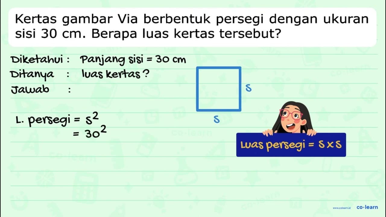 Kertas gambar Via berbentuk persegi dengan ukuran sisi 30