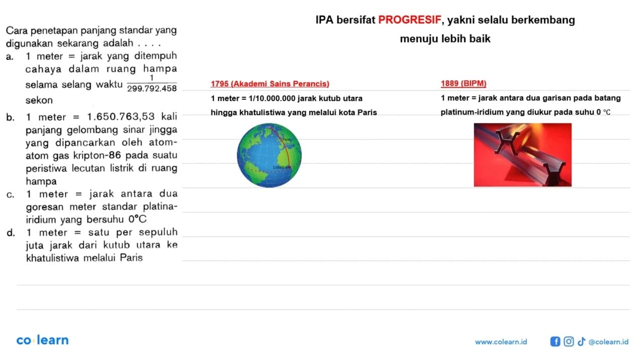 Cara penetapan panjang standar yang digunakan sekarang