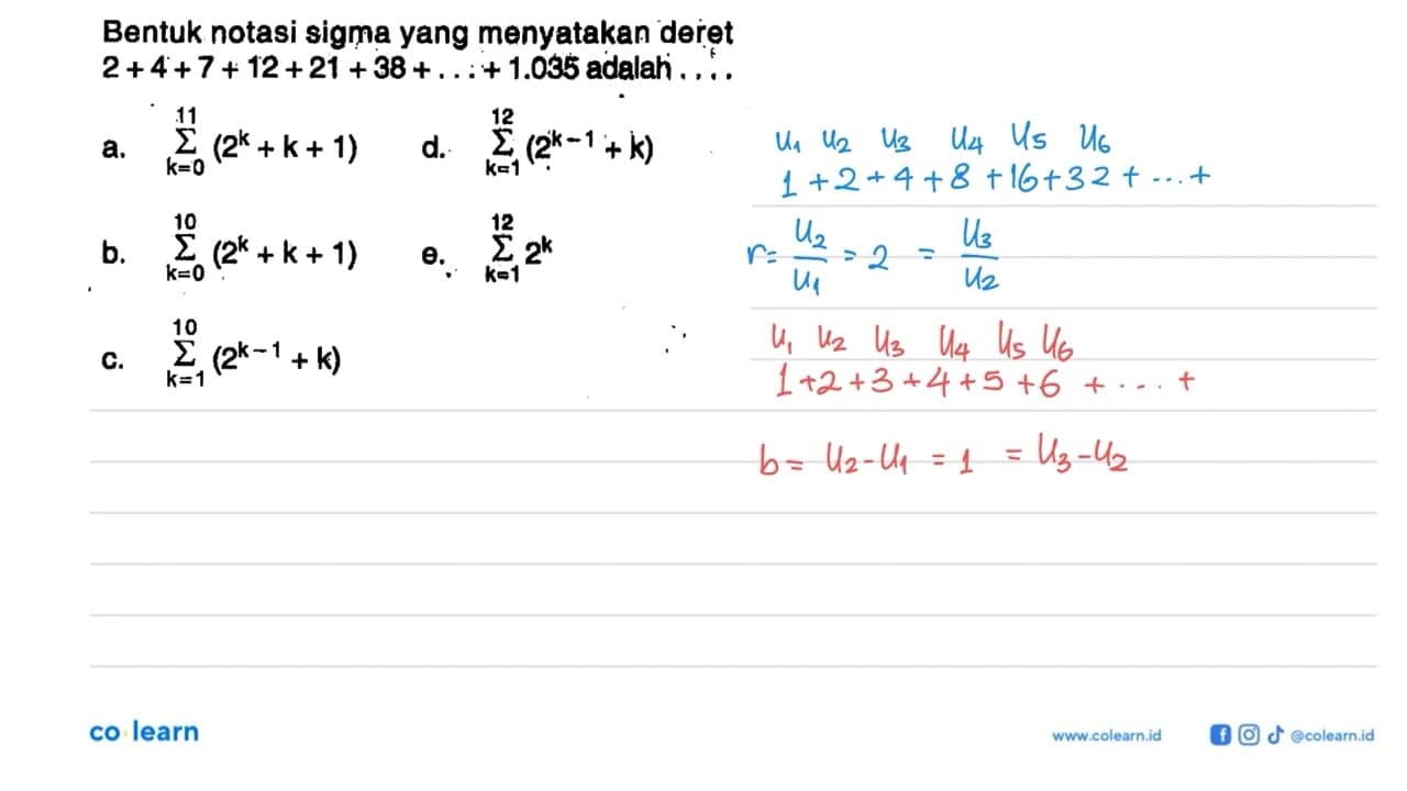 Bentuk notasi sigma yang menyatakan deret