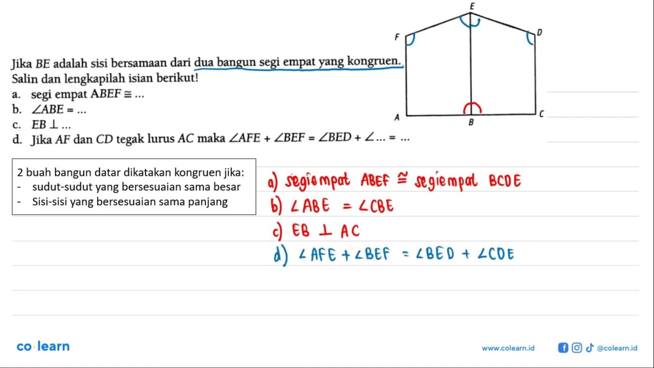 Jika BE adalah sisi bersamaan dari dua bangun segi empat