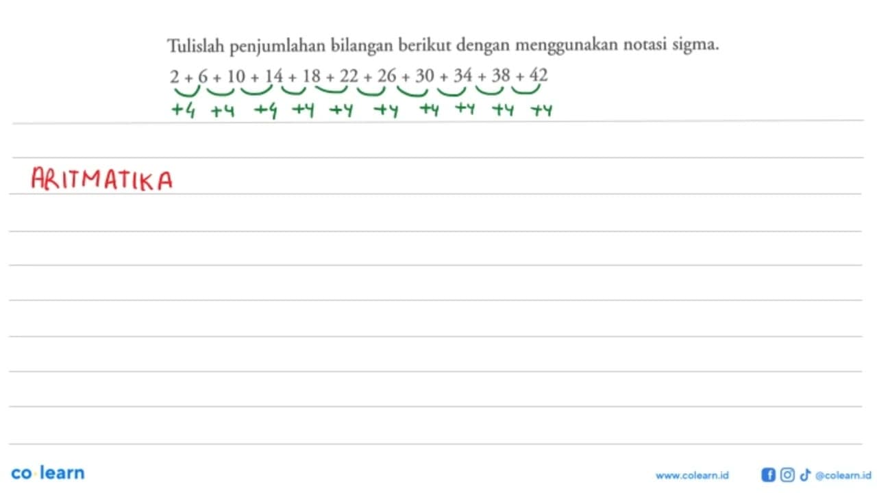 Tulislah penjumlahan bilangan berikut dengan menggunakan