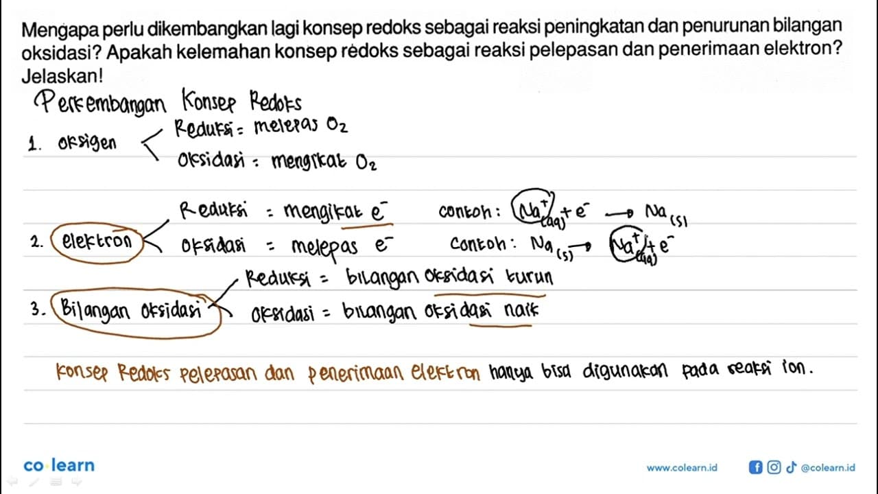 Mengapa perlu dikembangkan lagi konsep redoks sebagai