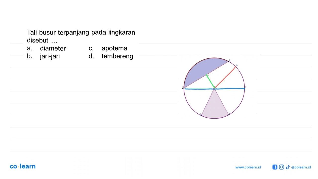 Tali busur terpanjang pada lingkaran disebut ...