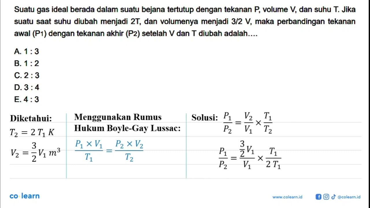 Suatu gas ideal berada dalam suatu bejana tertutup dengan