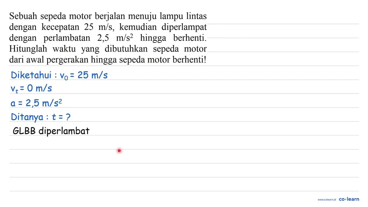 Sebuah sepeda motor berjalan menuju lampu lintas dengan