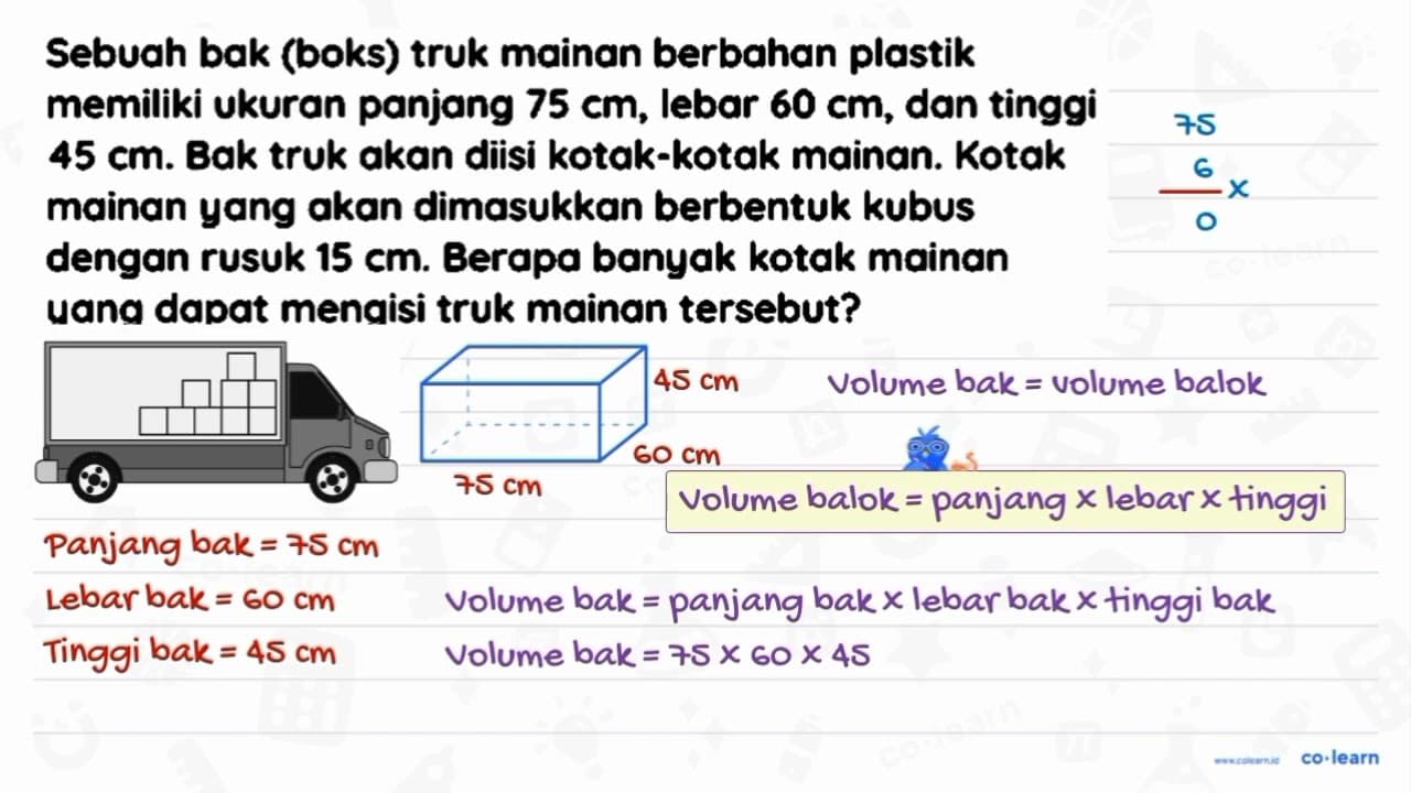 Sebuah bak (boks) truk mainan berbahan plastik memiliki