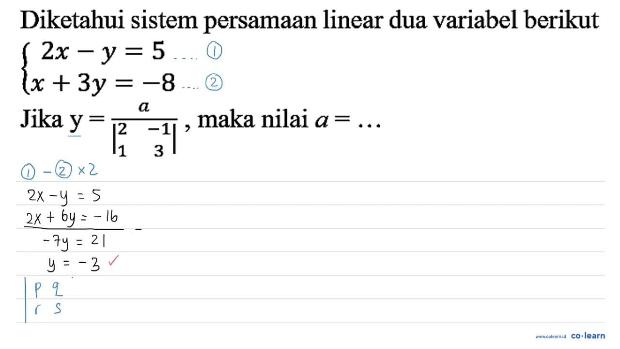 Diketahui sistem persamaan linear dua variabel berikut { 2