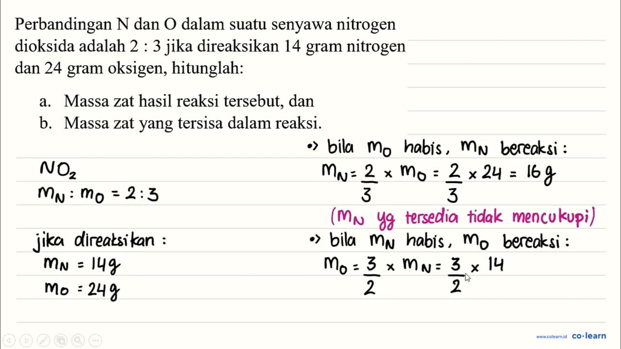 Perbandingan N dan O dalam suatu senyawa nitrogen dioksida