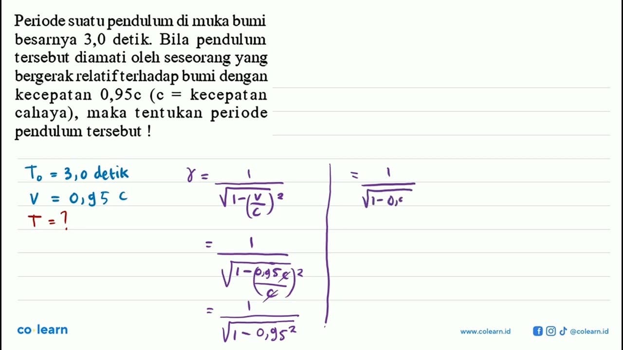 Periode suat u pendulum di muka bumi besarnya 3,0 detik.