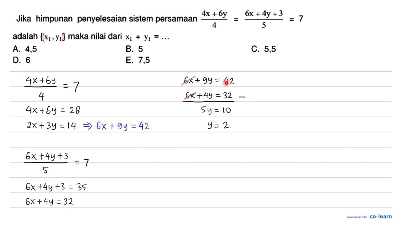 Jika himpunan penyelesaian sistem persamaan (4 x+6