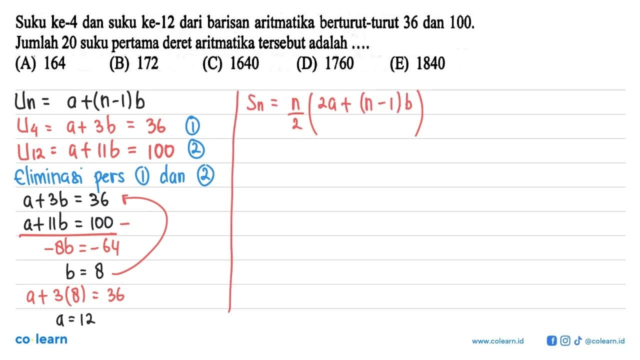 Suku ke-4 dan suku ke-12 dari barisan aritmatika