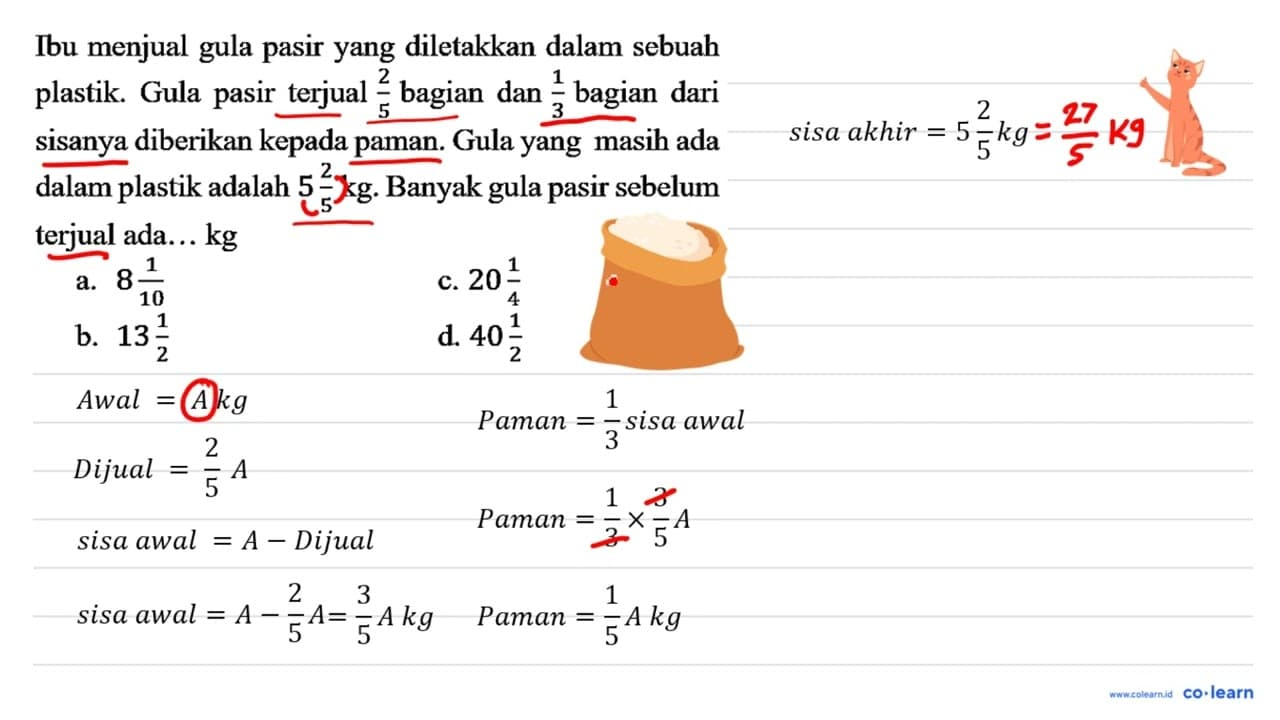 Ibu menjual gula pasir yang diletakkan dalam sebuah