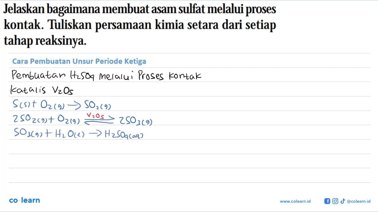 Jelaskan bagaimana membuat asam sulfat melalui proses