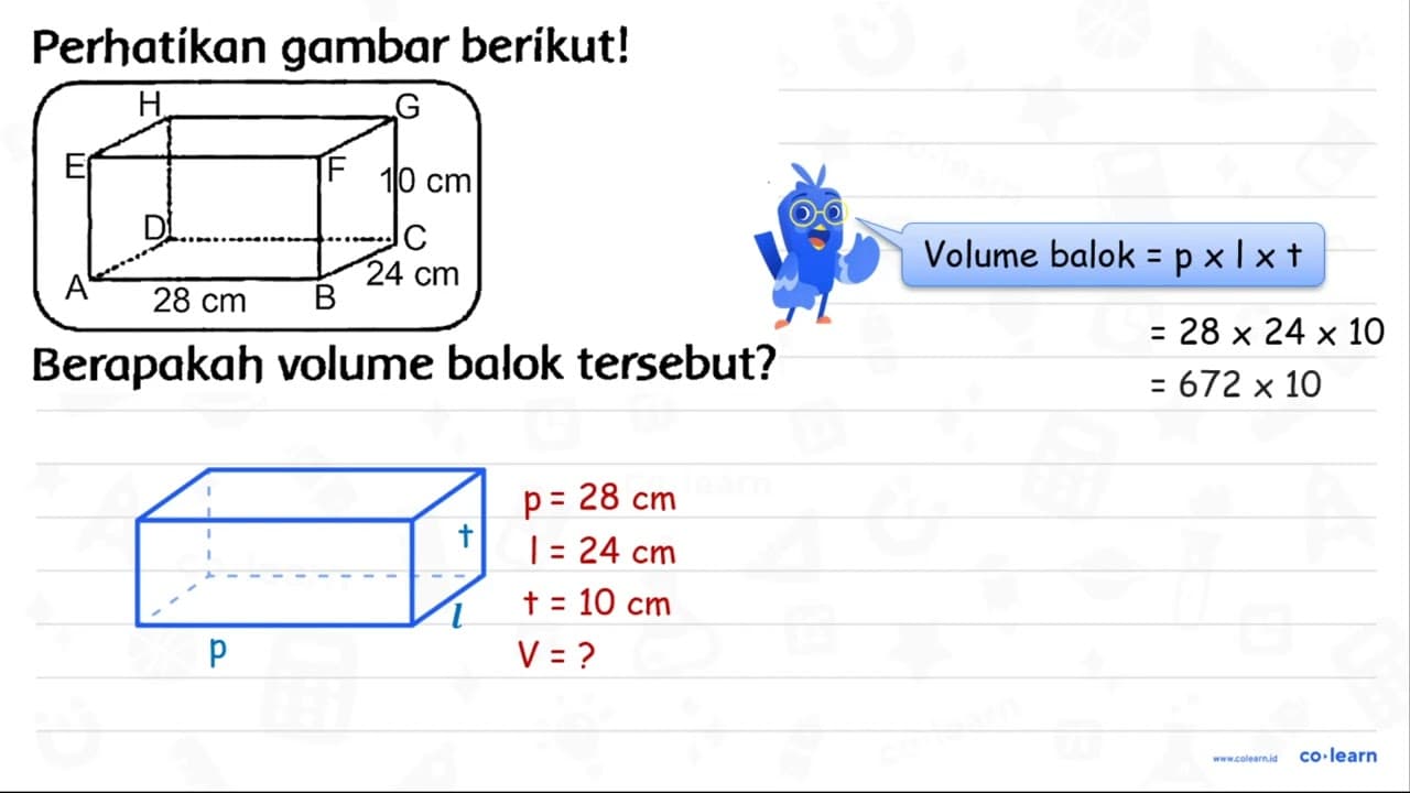 Perhatikan gambar berikut! Berapakah volume balok tersebut?