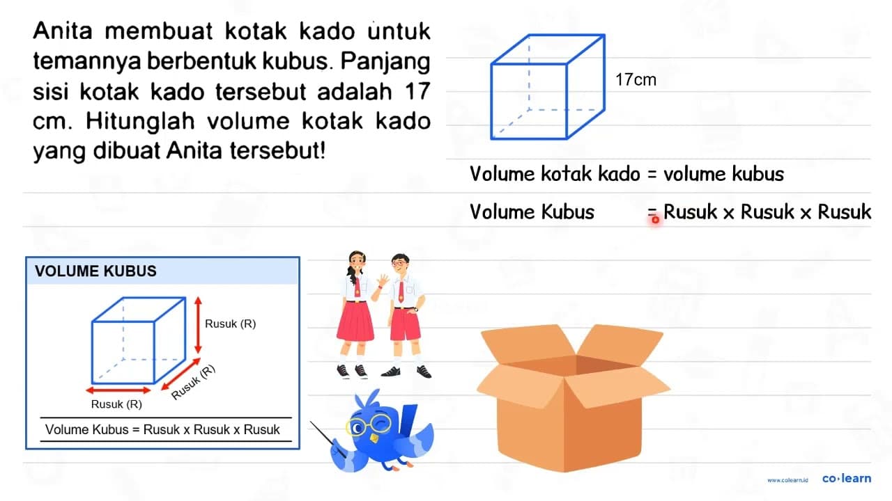 Anita membuat kotak kado untuk temannya berbentuk kubus.