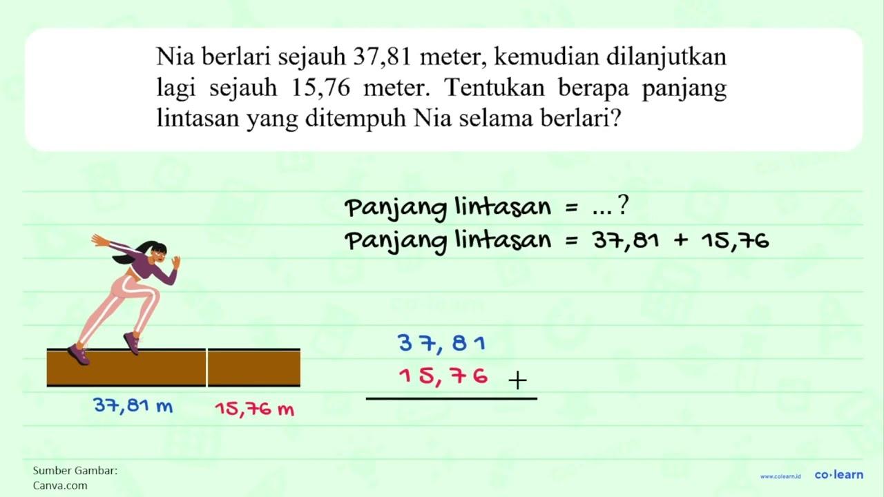 Nia berlari sejauh 37,81 meter, kemudian dilanjutkan lagi