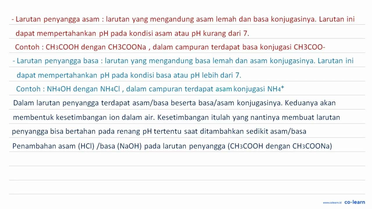 pH larutan penyangga praktis tidak berubah pada penambahan