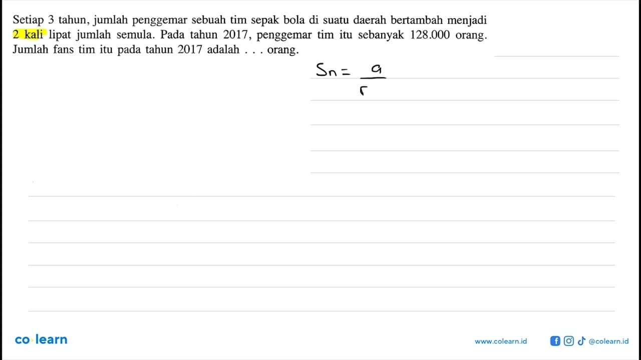 Setiap 3 tahun, jumlah penggemar sebuah tim sepak bola di