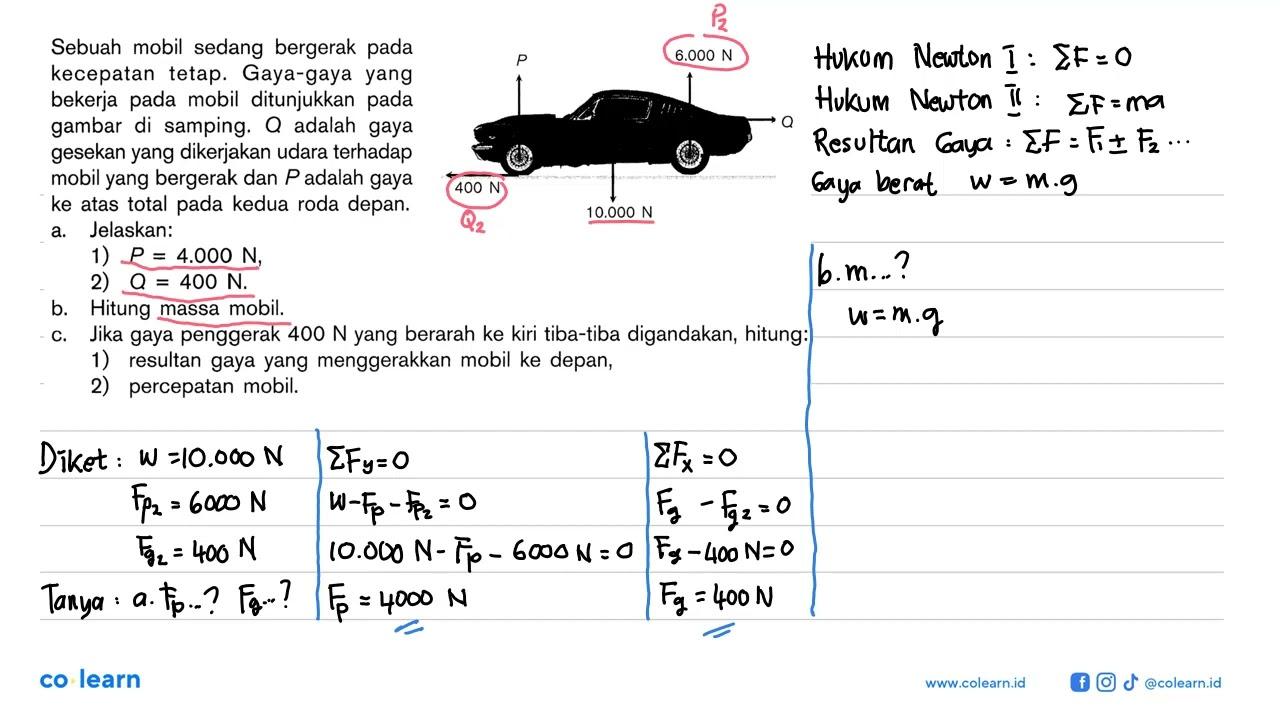 Sebuah mobil sedang bergerak pada kecepatan tetap.