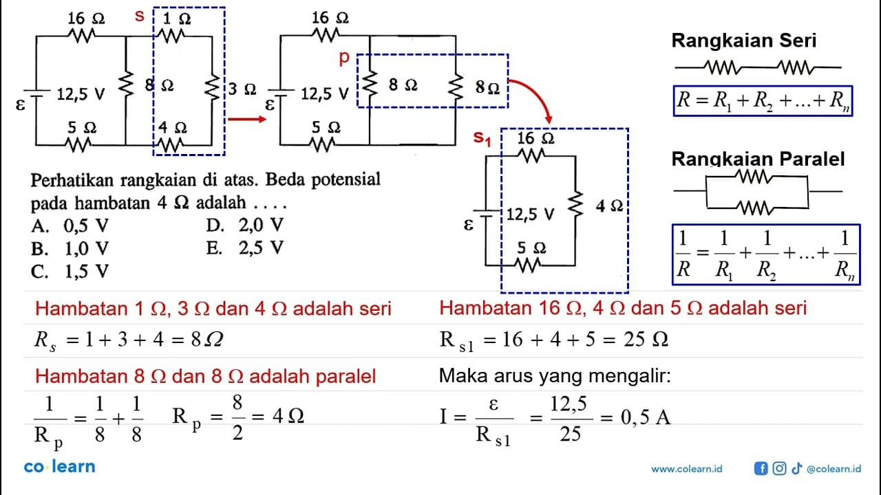 16 Ohm 1 Ohm 12,5 V 8 Ohm 3 Ohm 5 Ohm 4 Ohm Perhatikan