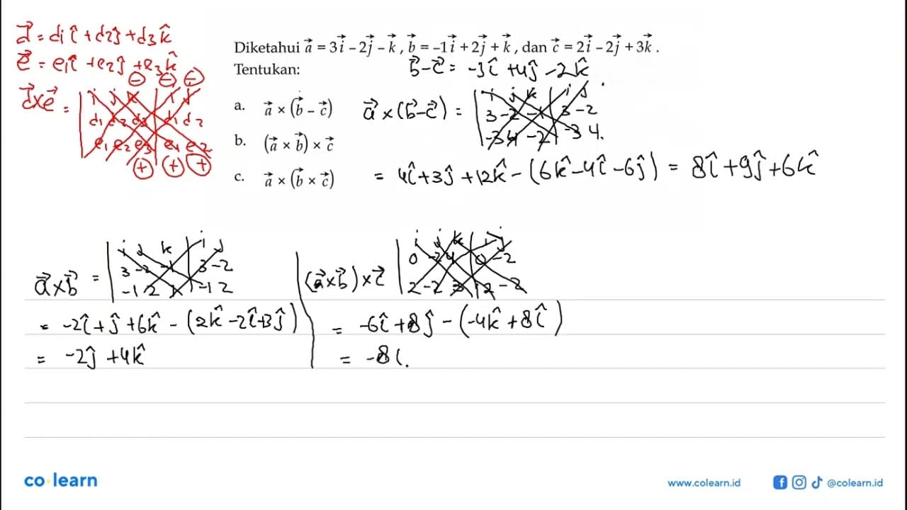 Diketahui a=3i-2j-k, b=-1i+2j+k, dan c=2i-2j+3k.