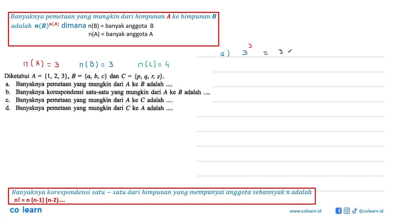 Diketahui A = {1,2, 3}, B = {a, b, c} dan C = {p, q, r, s}.