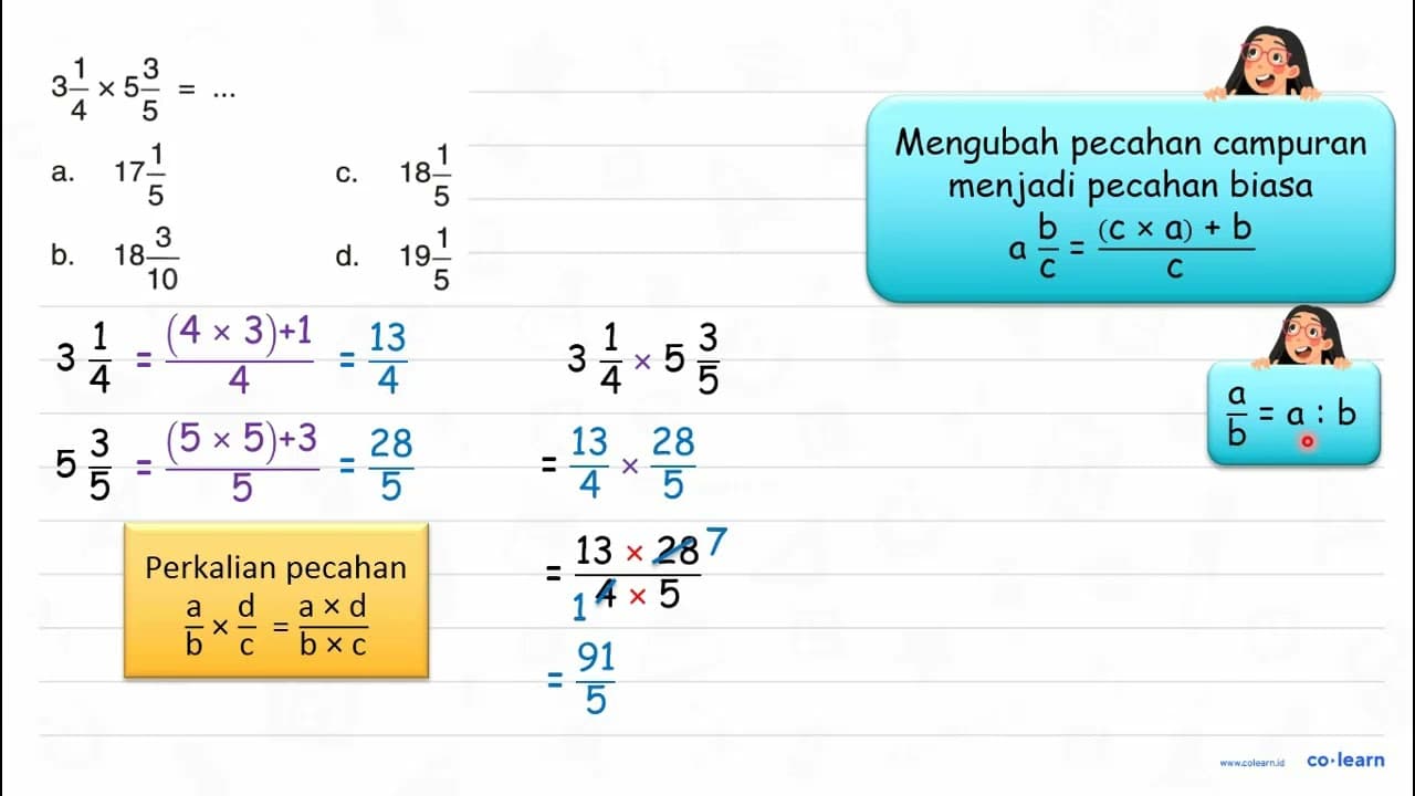 3 (1)/(4) x 5 (3)/(5)=...