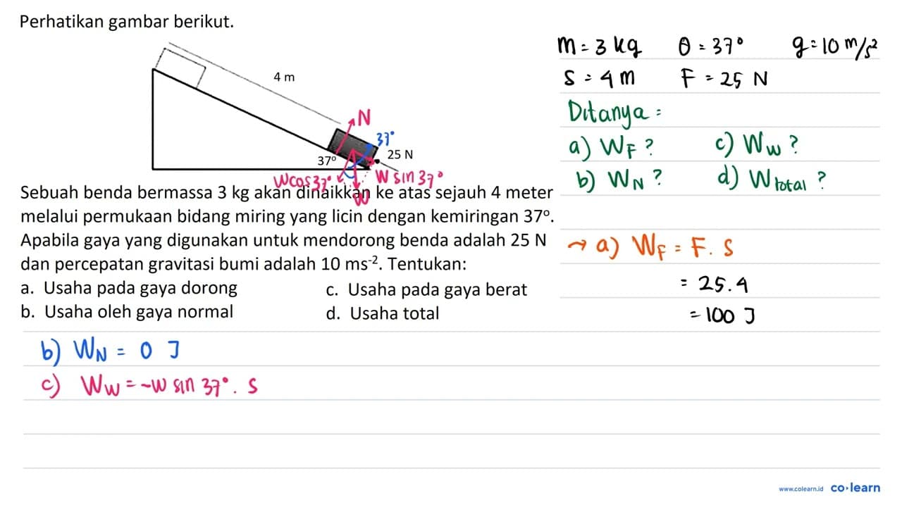 Perhatikan gambar berikut. Sebuah benda bermassa 3 kg akan