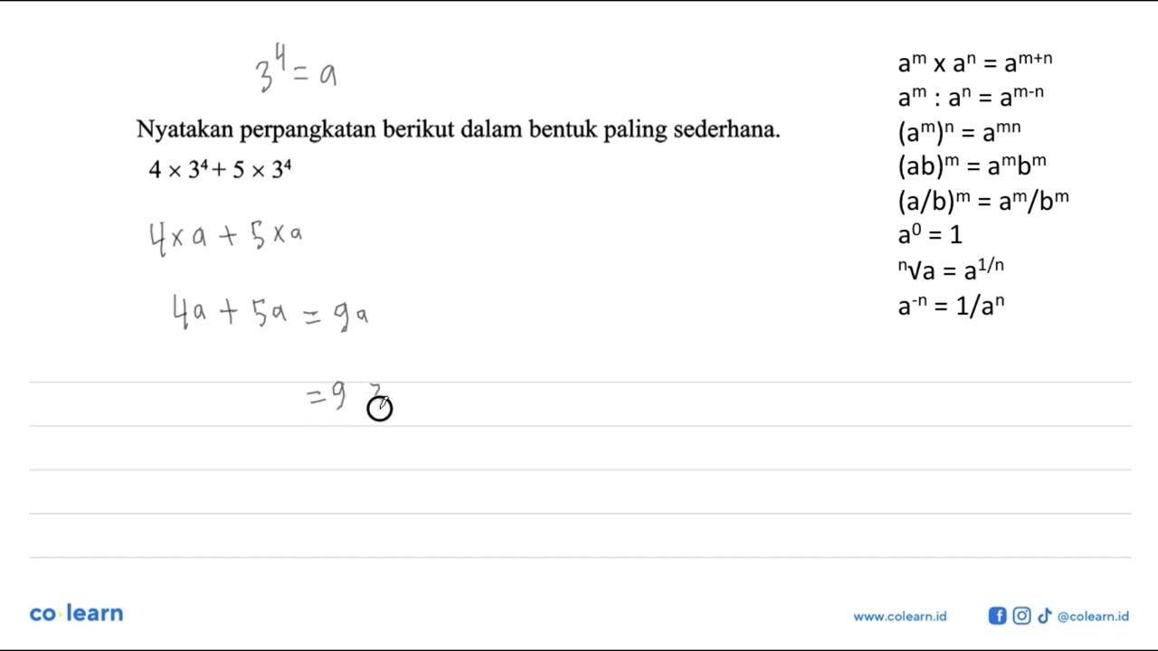 Nyatakan perpangkatan berikut dalam bentuk paling