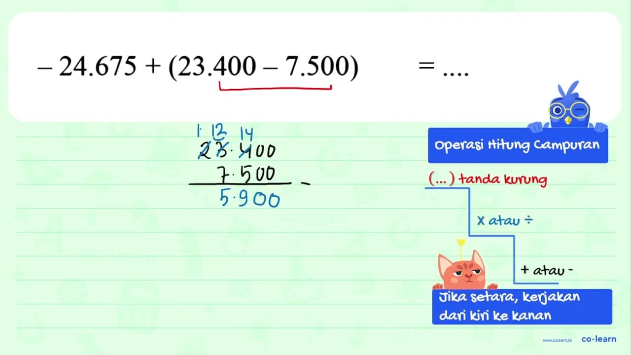 -24.675 + (23.400 - 7.500) = ....