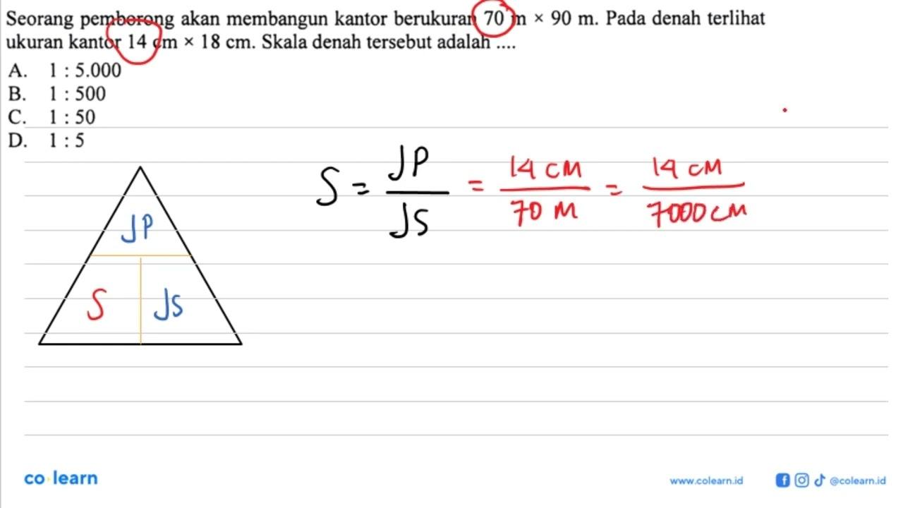 Seorang pemborong akan membangun kantor berukuran 70m x 90m