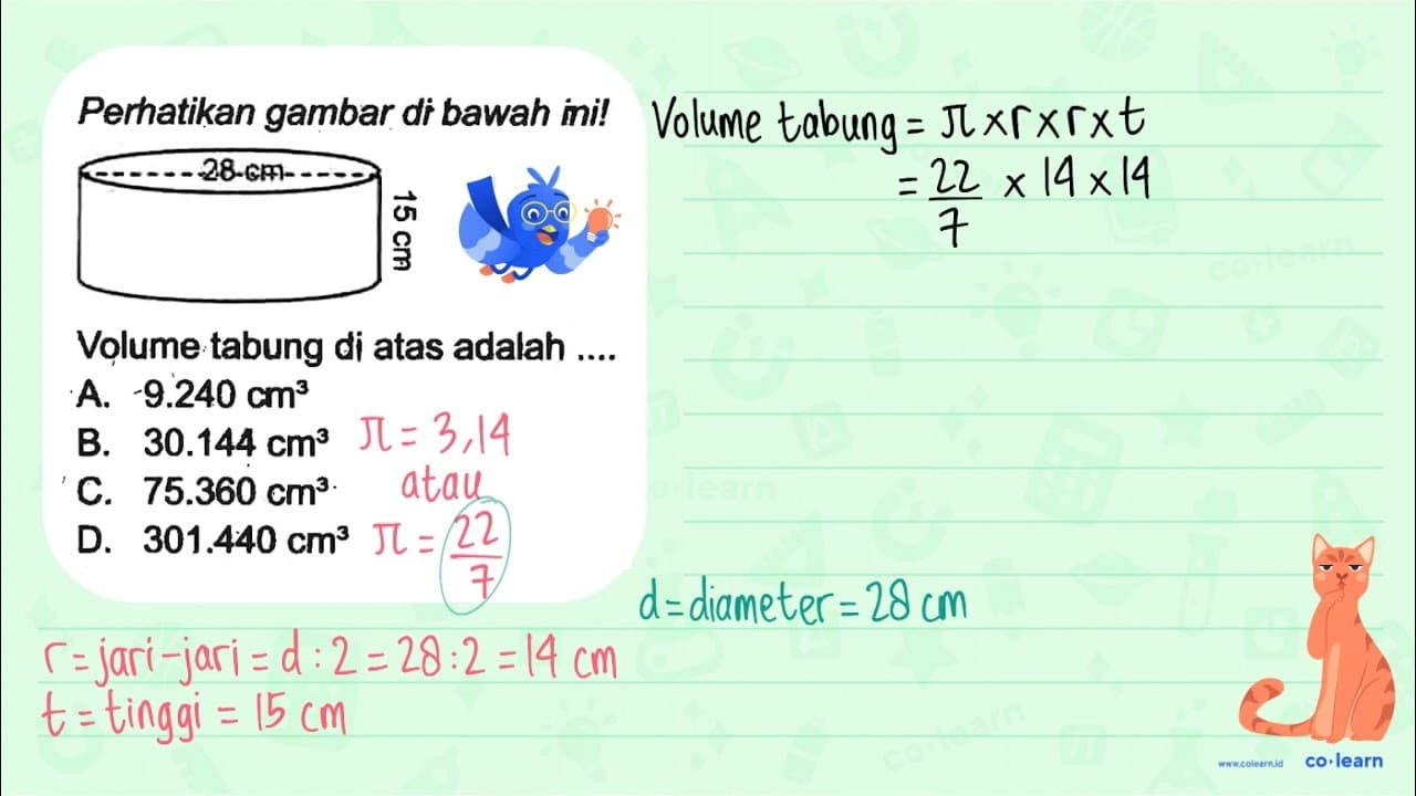 Perhatikan gambar di bawah ini! Volume tabung di atas