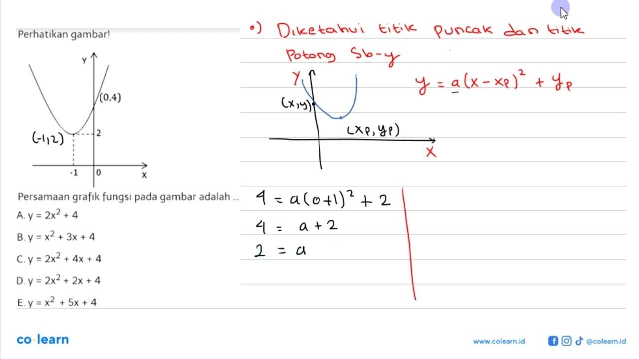 Perhatikan gambar! Persamaan grafik fungsi pada gambar