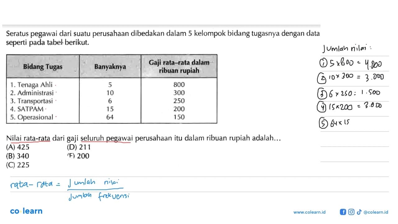 Seratus pegawai dari suatu perusahaan dibedakan dalam 5