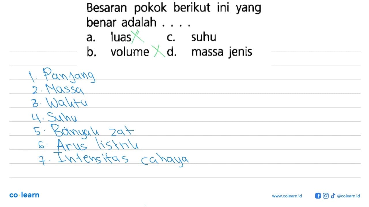 Besaran pokok berikut ini yang benar adalah