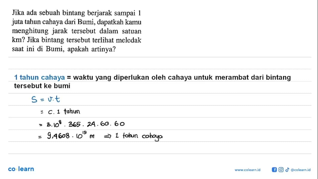 Jika ada sebuah bintang berjarak sampai 1 juta tahun cahaya