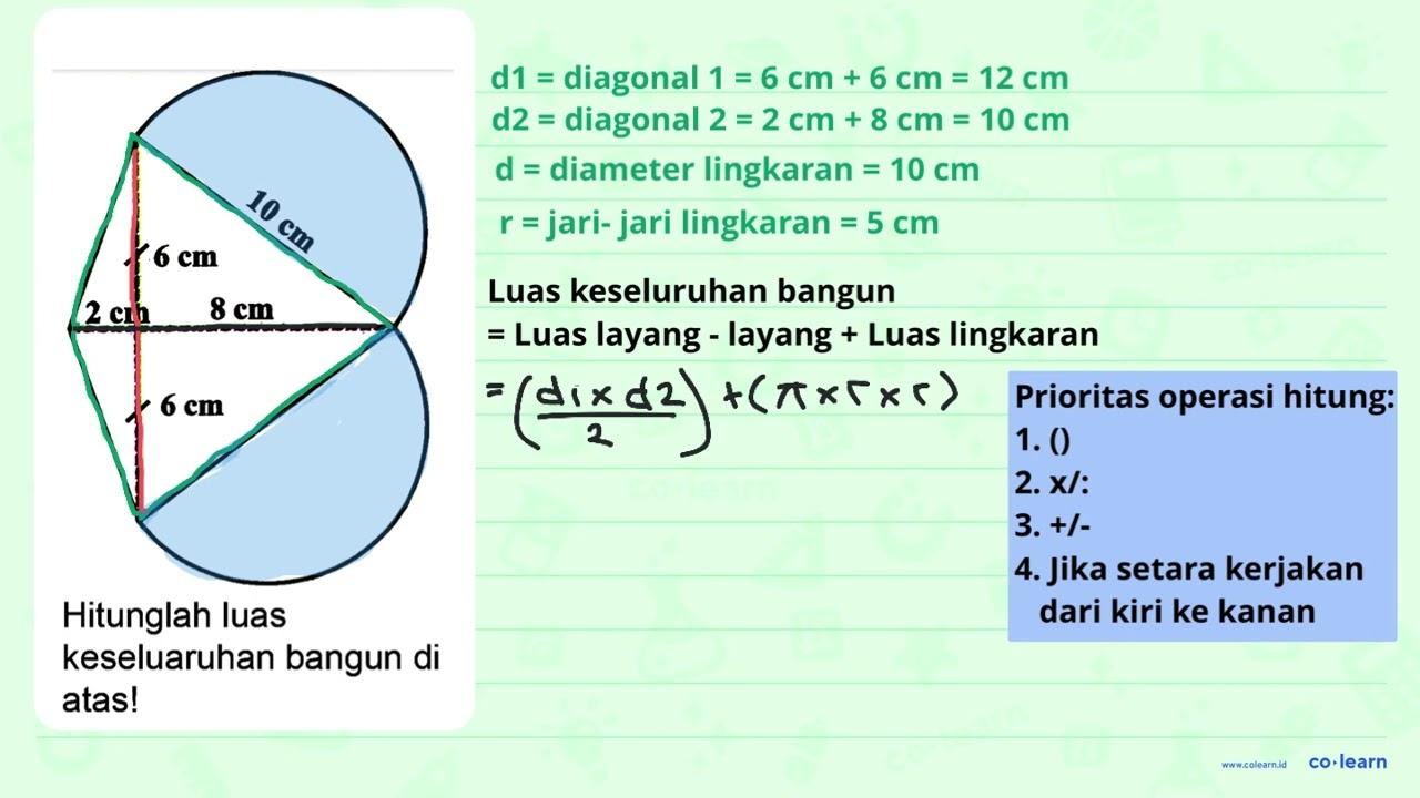 10 cm 6 cm 2 cm 8 cm Hitunglah luas keseluruhan bangun di