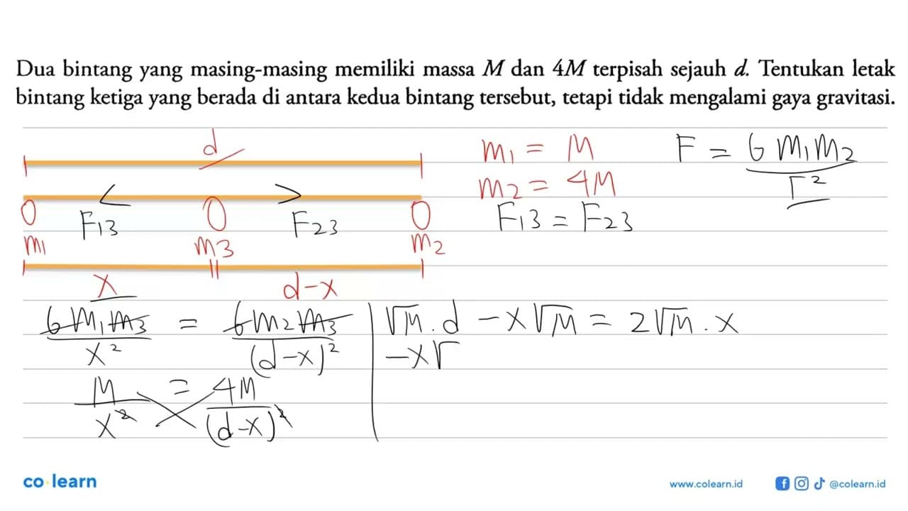 Dua bintang yang masing-masing memiliki massa M dan 4 M