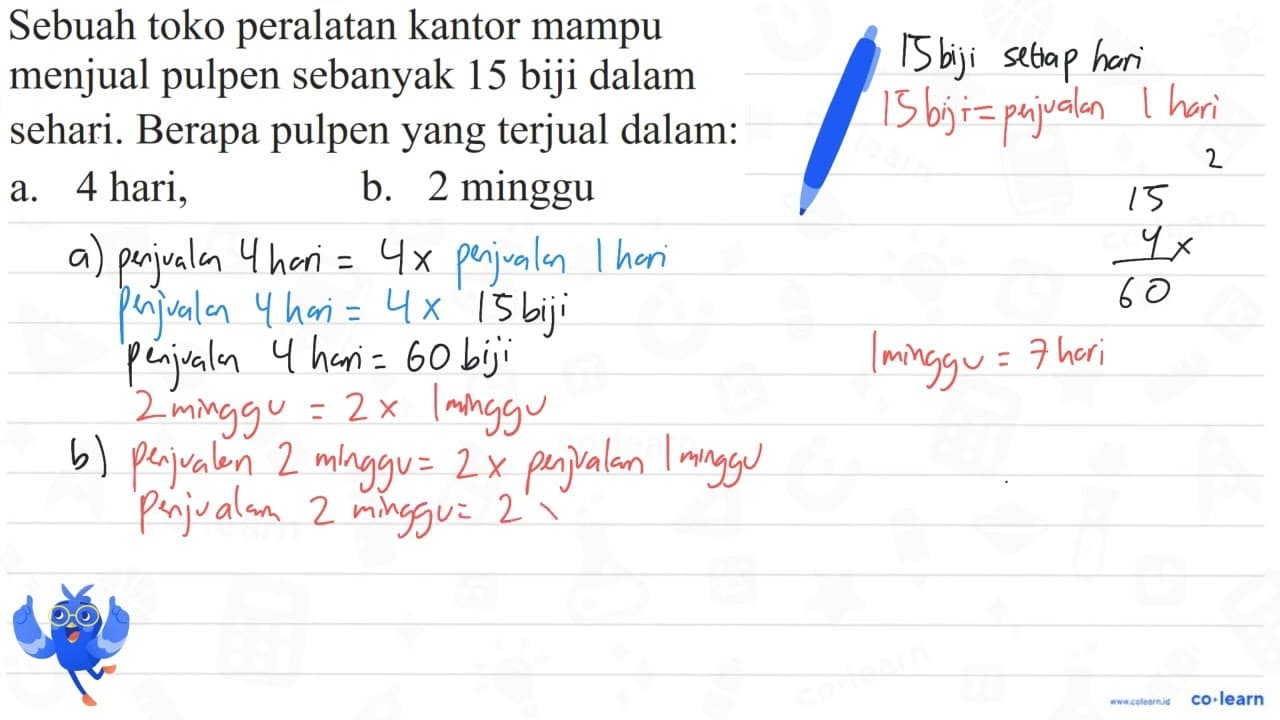 Sebuah toko peralatan kantor mampu menjual pulpen sebanyak