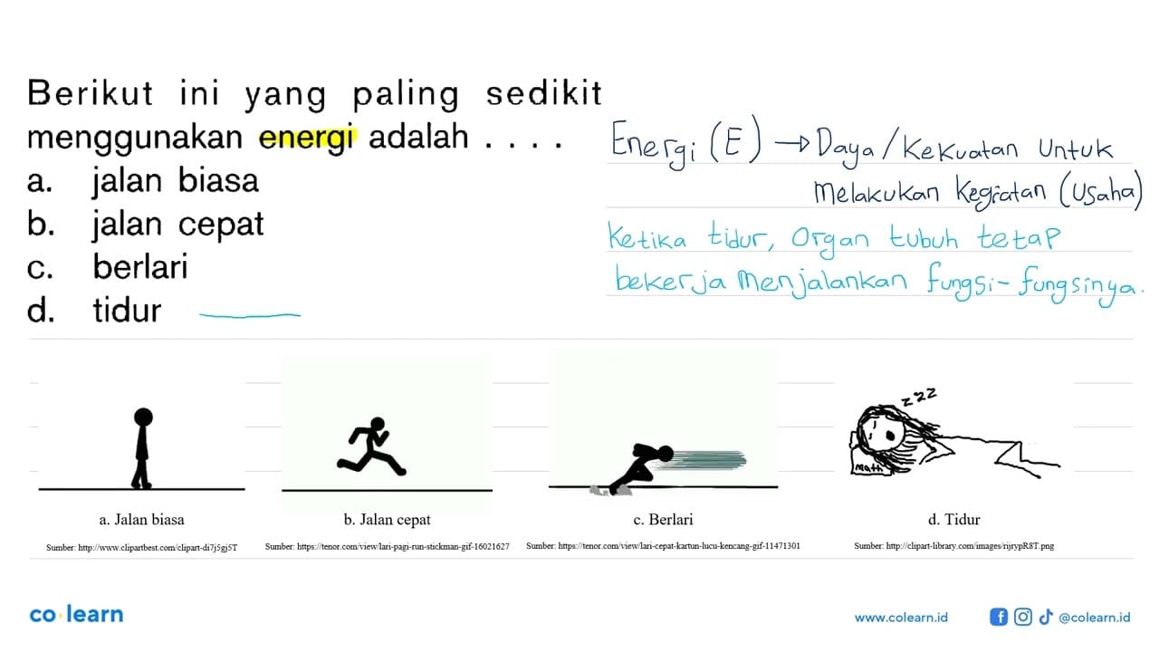 Berikut ini yang paling sedikit menggunakan energi adalah