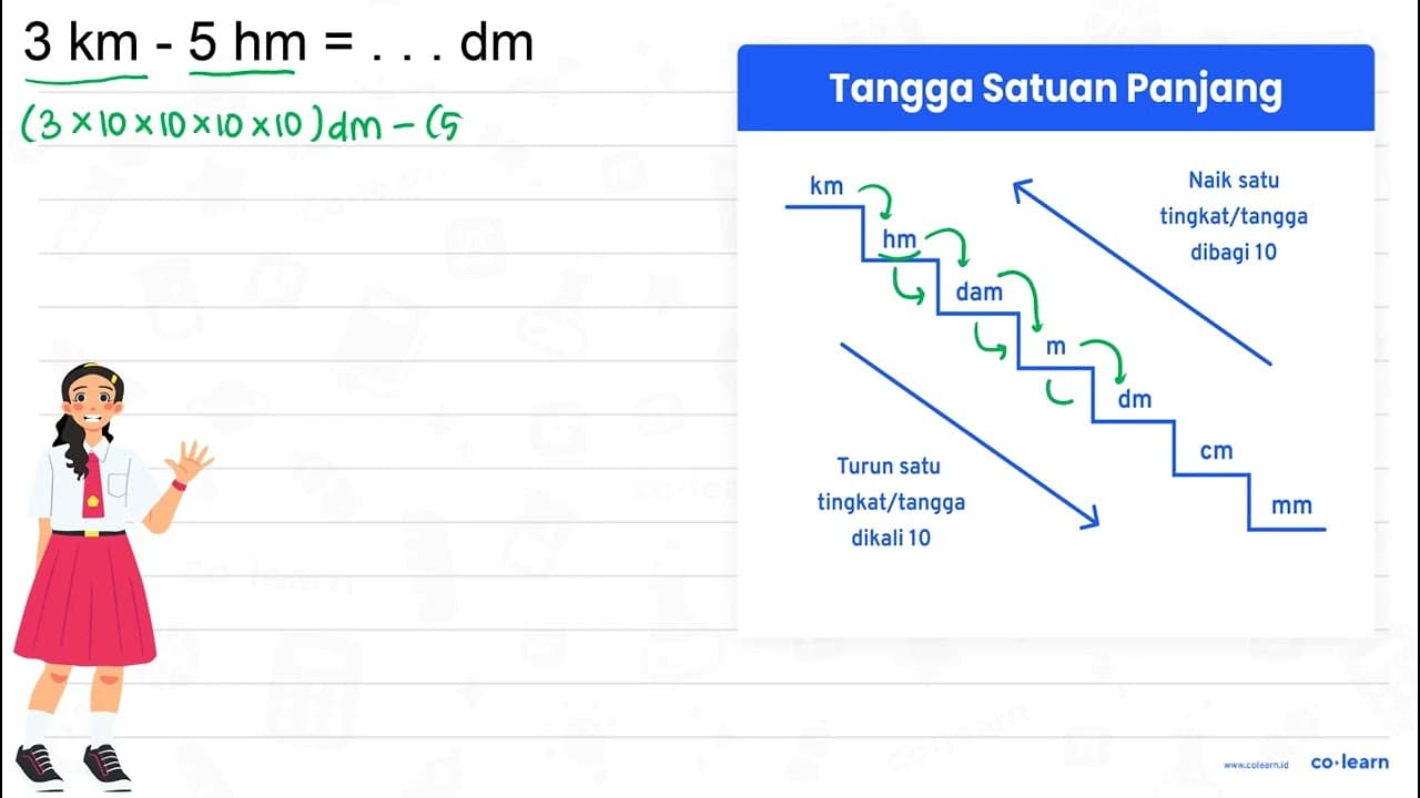 3 ~km-5 hm=... dm