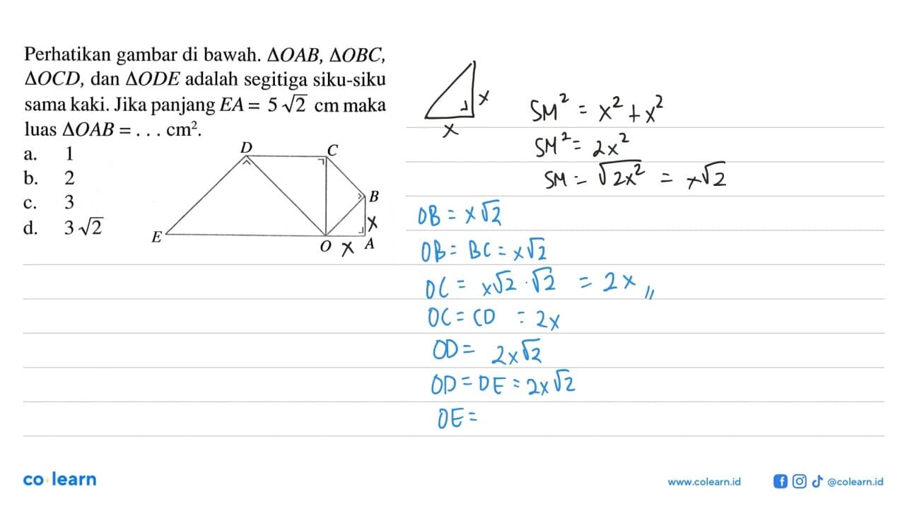 Perhatikan gambar di bawah. segitiga OAB, segitiga OBC,