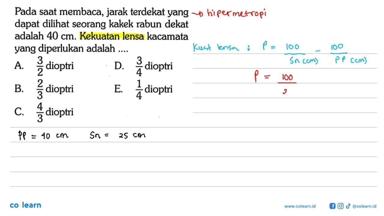 Pada saat membaca, jarak terdekat yang dapat dilihat