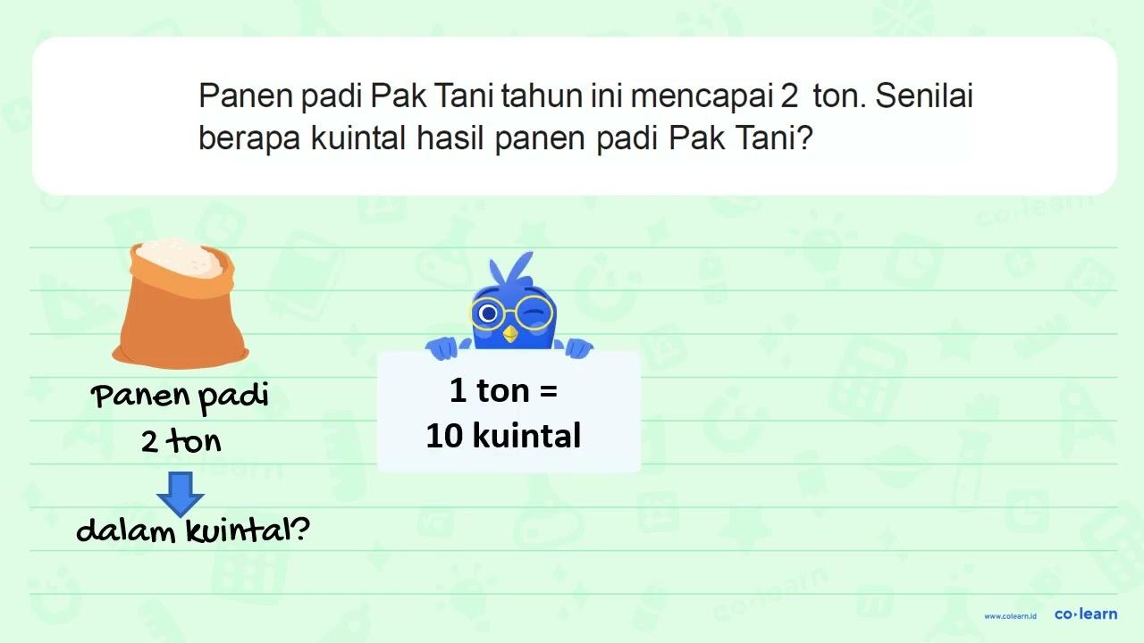 Panen padi Pak Tani tahun ini mencapai 2 ton. Senilai