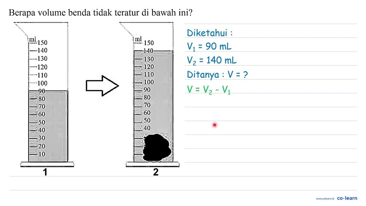 Berapa volume benda tidak teratur di bawah ini?