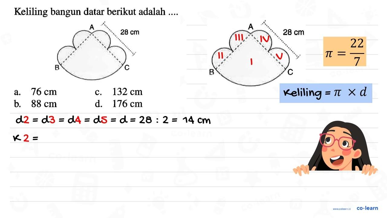 Keliling bangun datar berikut adalah ABC 28 cm