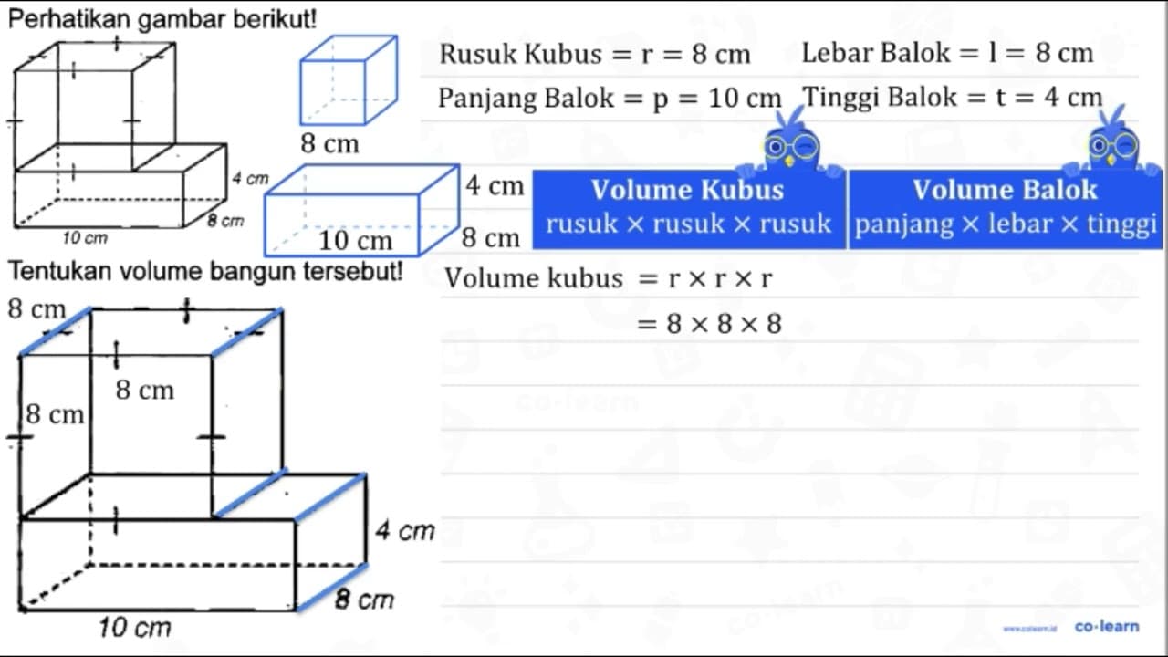 Perhatikan gambar berikut! Tentukan volume bangun tersebut!