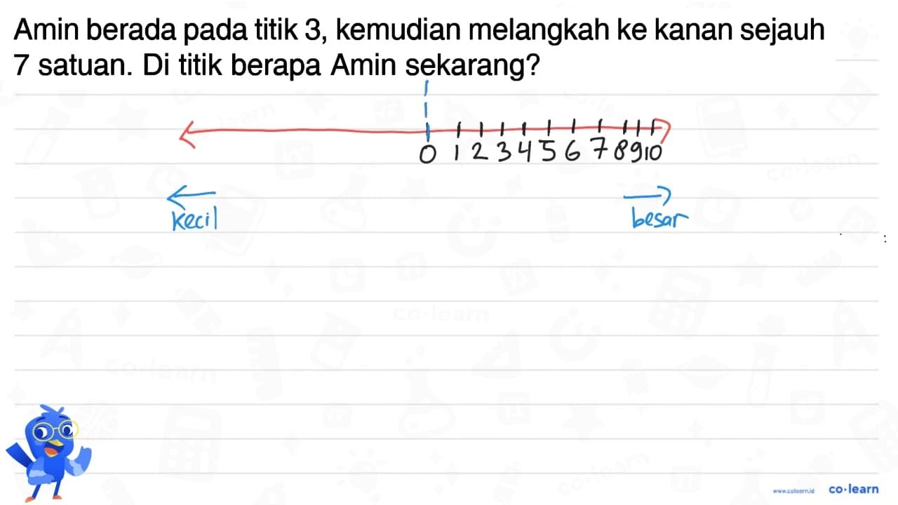 Amin berada pada titik 3, kemudian melangkah ke kanan